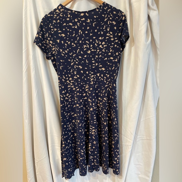 Kaileigh Navy Blue and Cream Patterned Fit & Flare Dress Size Medium - Picture 2 of 8